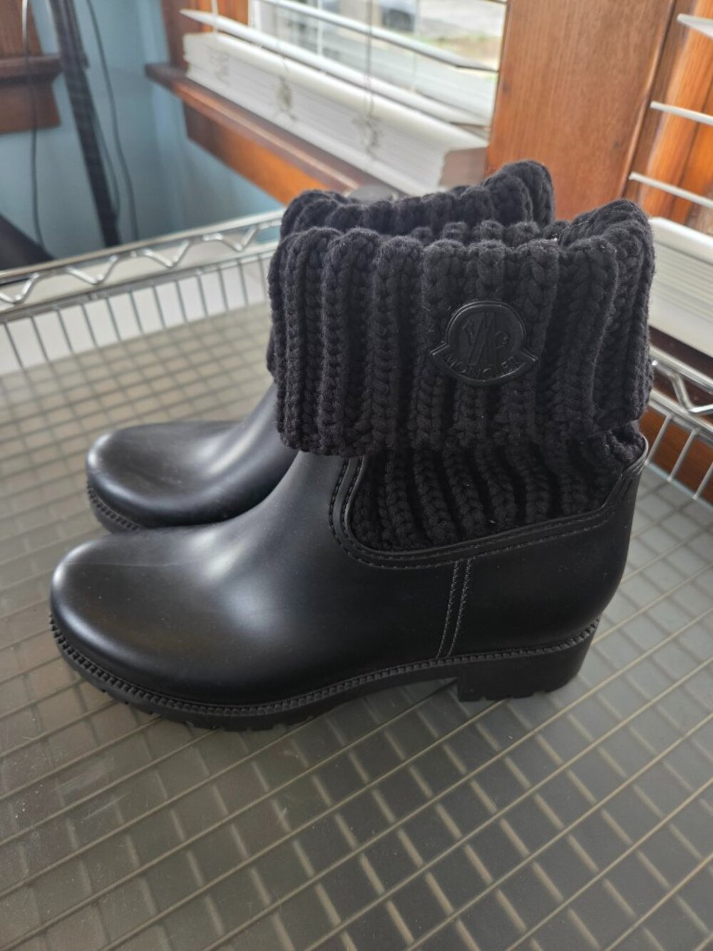 Moncler Ginnette Black Rain Snow Ankle Boot Size 8